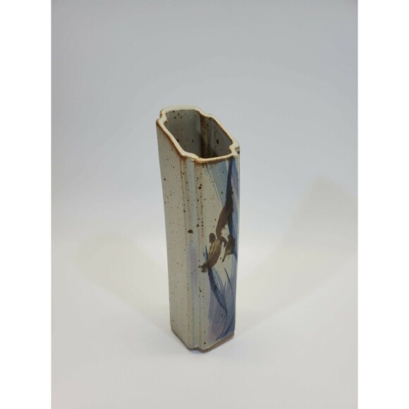 TSV Vintage RZ RL Studio Art Ceramic Stoneware Square Curved Vase Pottery Euc - Picture 1 of 7